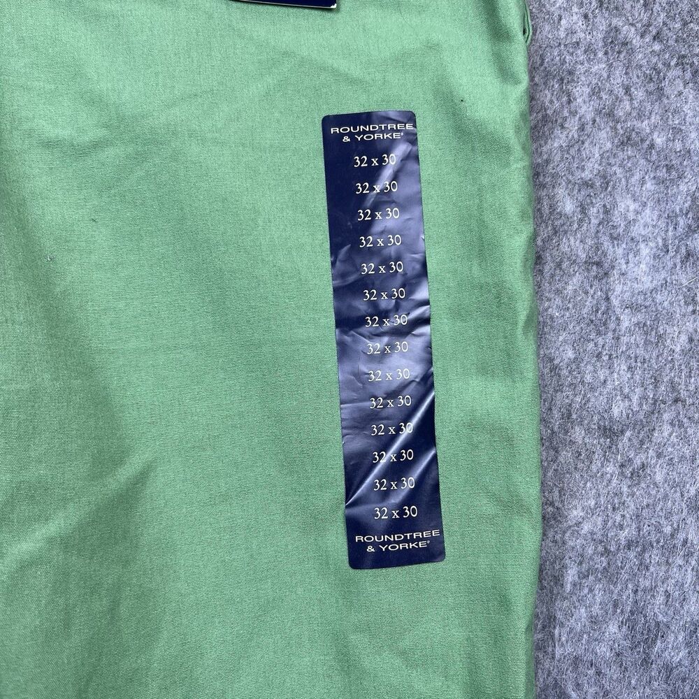 Roundtree & Yorke Men's Chino Pants Poplin Flat Front Green Classic Fit Sz 32x30 - Picture 9 of 12